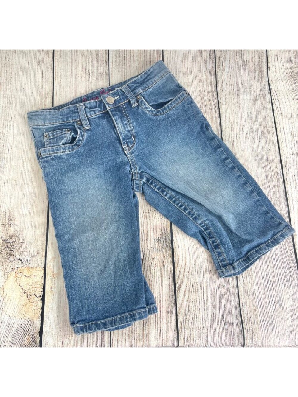 Girls Green Soda Blue Denim Shorts Size 10